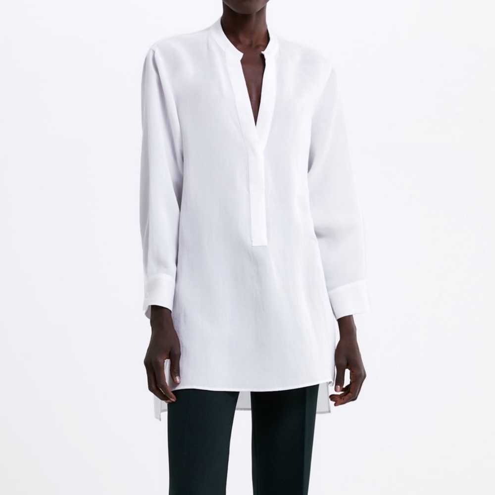 Zara blouse top shirt wit slits bloggers favorite